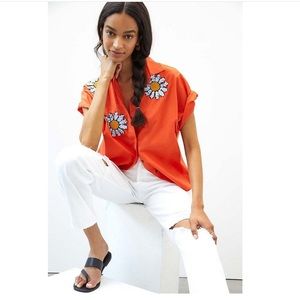 024 NWOT Anthropologie X Dhruv Kapoor + Floral Beaded Buttondown